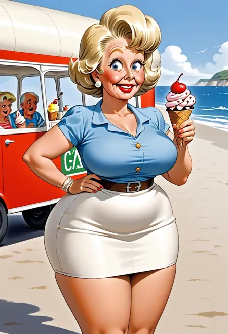 Seaside Toon Lady