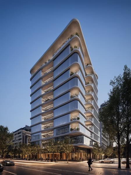<lora:JJsOfficeBuilding_XL:1>, masterpiece , best quality, ((Office Building)), outdoors, sky, day, tree, blue sky, ground vehicle, building, scenery, motor vehicle, walking, city, car, road, lamppost, street, real world location,
