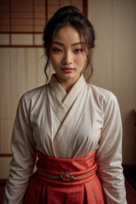 analog film photo cinematic photo ((dstyle, mindcolors)), <lora:mindPhoto:.4> mt-helper, <lora:[JP]_-_Anna_Sawai:1> mt-annasawai, solo, (looking at viewer), smile, realistic lighting, asymmetrical bob cut hair, (detailed skin), (detailed face), smiling, (kimono, geisha, white cotton socks, smirking, long hair, smile, traditional makeup), (simple dark red feudal japan room background:1.5), 
BREAK
masterpiece, best quality, ultra-detailed, ultra high res, (photorealistic:1.4), raw photo, (realistic:0.2), 8k HDR, 1girl, bokeh, f1.4, 40mm, photorealistic, raw, 8k, textured skin, skin pores, intricate details, 
BREAK
<lora:PAseer-SD15-LCM Quick:1> <lora:mindColors:.4> <lora:epiCRealismHelper:.8> <lora:add_detail:0.8> <lora:DStyle_-_Photography_Style:.4>     . 35mm photograph, film, bokeh, professional, 4k, highly detailed . faded film, desaturated, 35mm photo, grainy, vignette, vintage, Kodachrome, Lomography, stained, highly detailed, found footage