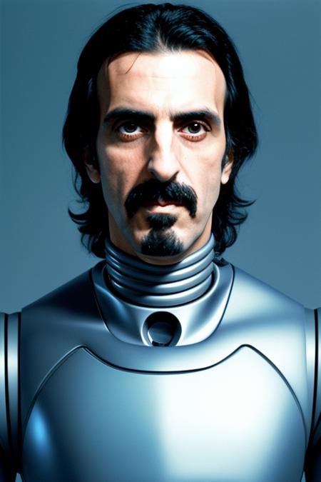 photo of z4pp4:1.2 as a ((futuristic android cop)), film grain, soul patch goatee, sharp focus, detailed face