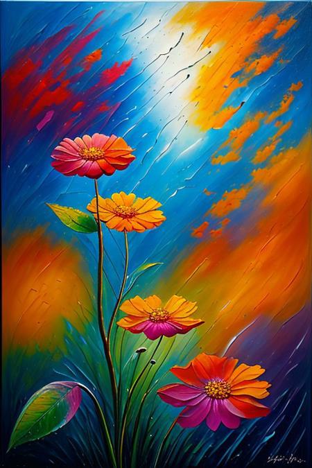 impasto sunlight, nature, outdoors, scenery, flowers, rain