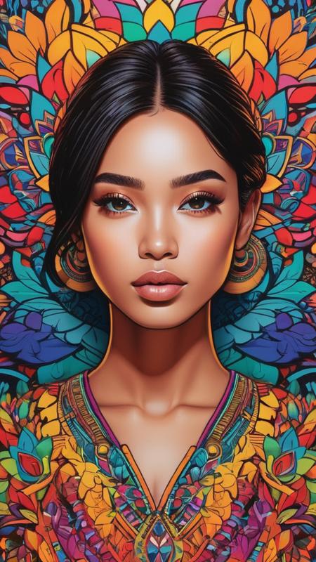 Random artwork, single person, intricate background, colorful