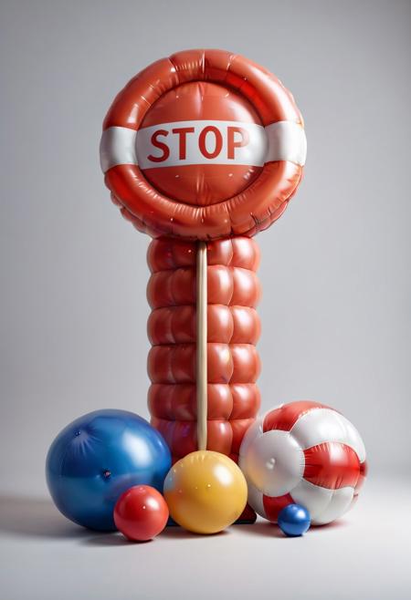 masterpiece,best quality,amazing quality, zynflatable, 2balls1shaft, inflatable stop sign, still life, simple background