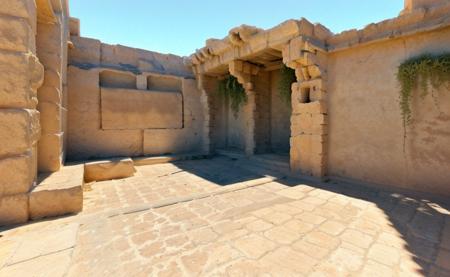 desert view, deserted stone building, de_background,, plant, sky, dust2, wall, sunlight, <lora:cs:0.86>