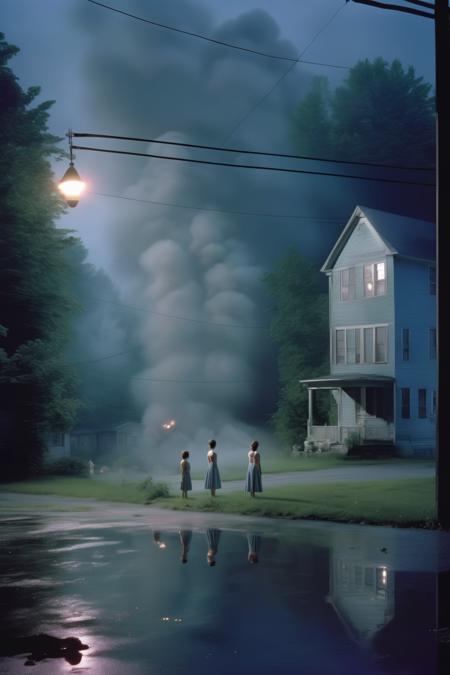 <lora:Gregory Crewdson Style:1>Gregory Crewdson Style - a photo of a mysterious event in the style of Gregory crewdson