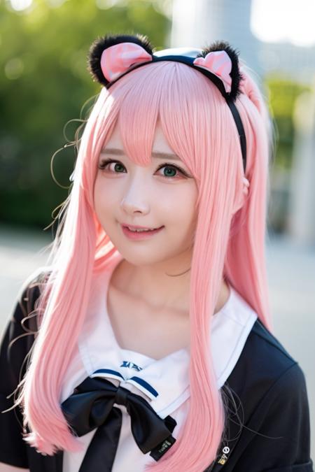 memegirl,  <lora:memgirl_v2:1>,
(8k), (best quality), (masterpiece:1.2), (realistic), (photorealistic:1.37), 
memegirl, blurry, depth_of_field, virtual_youtuber, photo_\(medium\), solo, pink_hairband, long_hair, blurry_background, open_mouth, realistic, 3d, hairband, bangs, looking_at_viewer, blurry_foreground