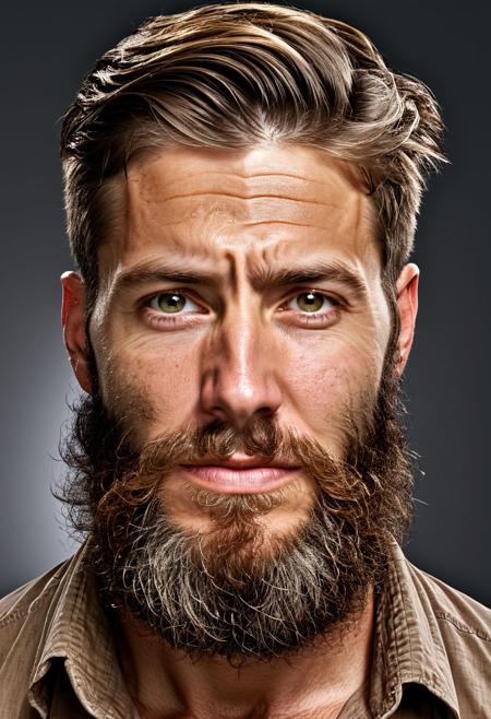 Face Your skin is incredibly detailed, with every wrinkle, pore and facial detail captured with astonishing precision.
Eyes His eyes seem to look directly at the viewer, whose depth and realism convey a sense of emotional intensity.
Hair Hair is rendered with stunning texture, with each individual strand captured in all its hyper-realistic splendor.
Beard If you have a beard, each hair is meticulously rendered, creating a sense of volume and realism that makes it look like you can touch it.
Costumes Their clothing is detailed, with fabrics that look real to the point that you could distinguish the texture and weight of each garment.
Facial Expression Your facial expression can convey emotions with surprising clarity, from happiness to sadness, portrayed with surprising authenticity.
Background The background of the image can be blurred to emphasize the figure, but if it is detailed, each element will be captured with a clarity that complements the presence of the character, realistic, high definition, photo