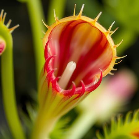 a very detailed close picture of a Venus flytrap
 plant
