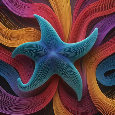 xians,<lora:xs_3:0.3>,Starfish composed of flowing colored lines, with lines resembling light and realistic rendering,