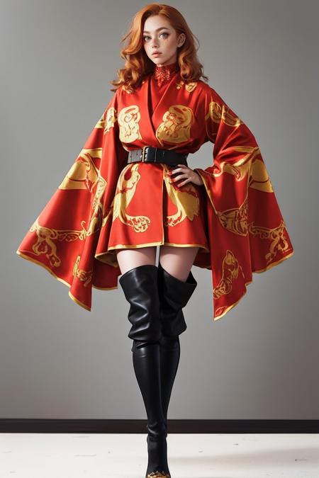 t1g3rr0b3, long sleeves, belt, thigh boots, red robe, high heel boots,