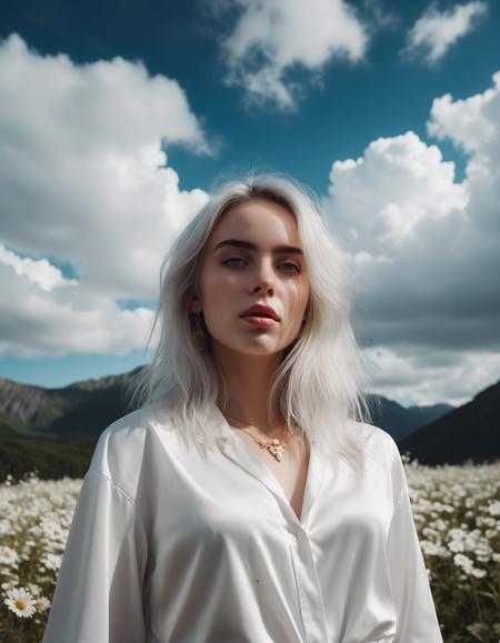 cinematic photo The beautiful scene render that (((ohwx woman))) in the fairyland surrounded by white clouds, 8k hd, dream, trending on cgsociety, trending on artstation, ultra wide angle, animation style, hyperrealism, 3 d render, hyper detailed   <lora:billie_dh128_lora_v2:1.1> . 35mm photograph, film, bokeh, professional, 4k, highly detailed