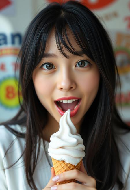 score_9, score_8_up,1 woman, cute, solo, 18 years old,     black hair, brown eyes,      ice cream cone,   mouth open, pleasure,  full lips, , focus on mouth, relaxed, total pleasure from eating an ice cream cone,
, very detailed, detailed eyes,  high detailed texture, realistic, photorealistic, perfect eyes, real life realistic, ExpressiveH, Cinematic Film,