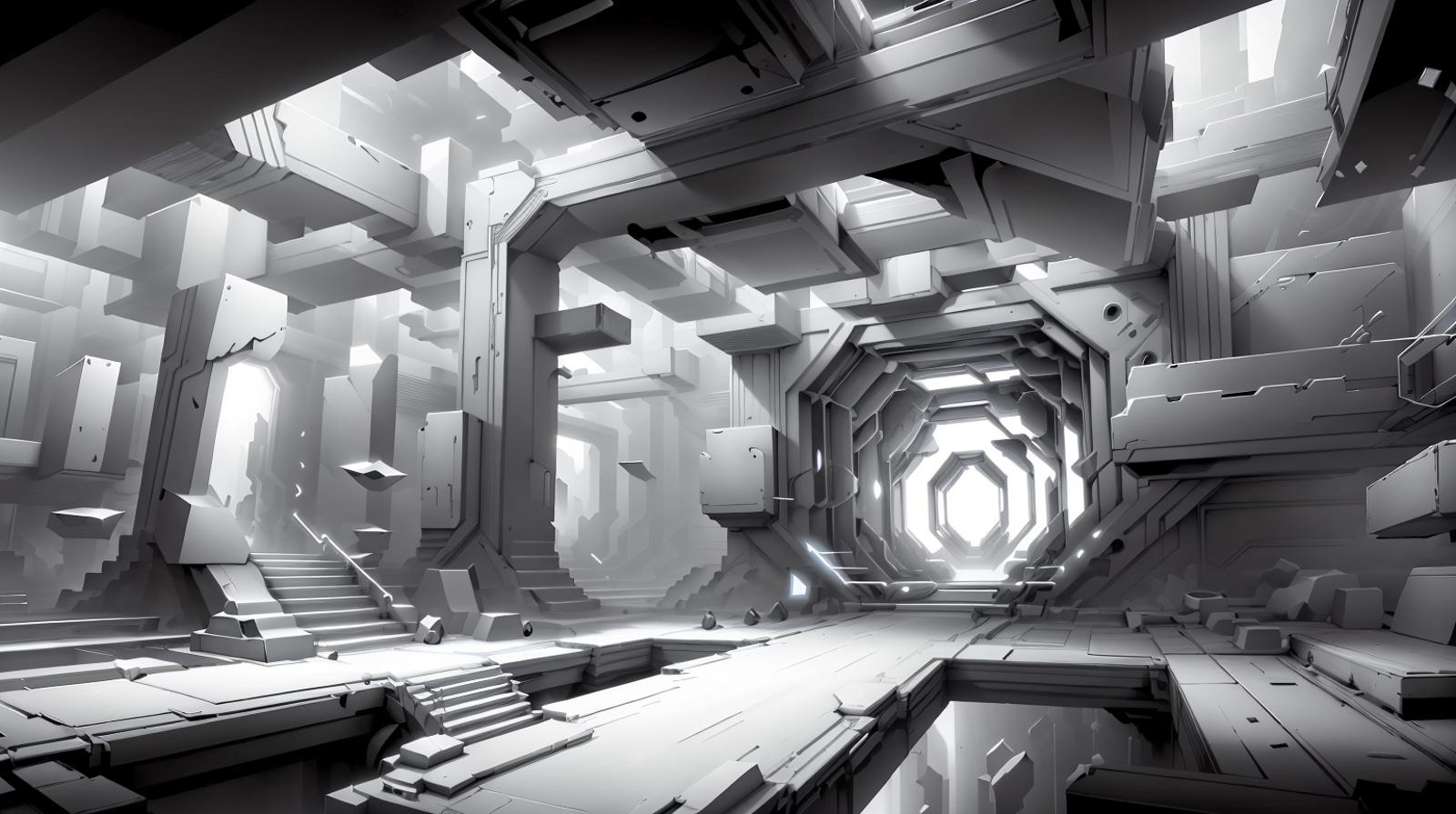 Whitebox Style - Environment - Level Design Concept Art - Game Dev Tool image by mnemic