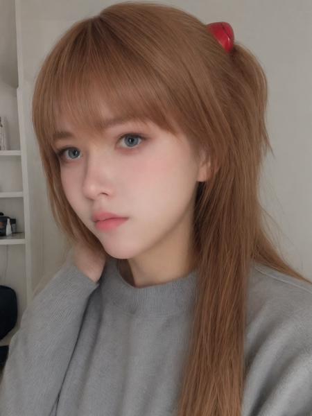 instagram photo, closeup face photo, dirya, aska, 1girl, long red hair, beautiful, young, (sweater:1.3), <lora:dirya:0.65>