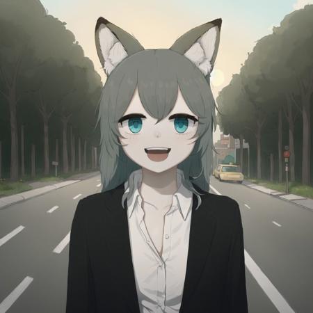 <lora:avo_rifl_08-02:1>


1girl, animal ear fluff, animal ears, aqua eyes, bangs, black coat, breasts, buttons, coat, crossed arms, fox ears, fox girl, highres, large breasts, long hair, looking at viewer, open mouth, partially unbuttoned,  road, scarf, shirt, short eyebrows, smile, solo, standing, street, tail, thick eyebrows, upper body, white shirt, from below