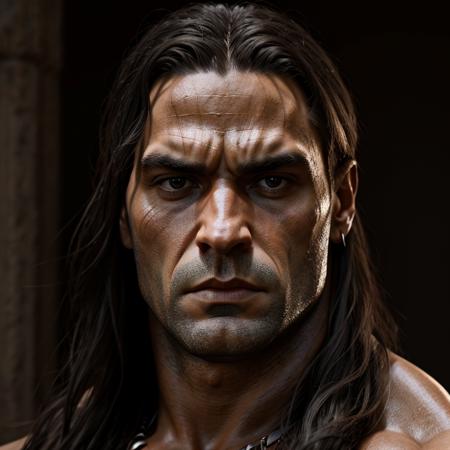 Hyperrealistic art of  <lora:Conan the Barbarian SD1.5:1.2>
Conan the Barbarian a close up of a man with a serious look, Extremely high-resolution details, photographic, realism pushed to extreme, fine texture, incredibly lifelike