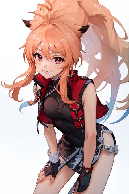 xiaomu ahoge ponytail fox ears chinese clothes china dress vest fingerless gloves jewelry bracelet