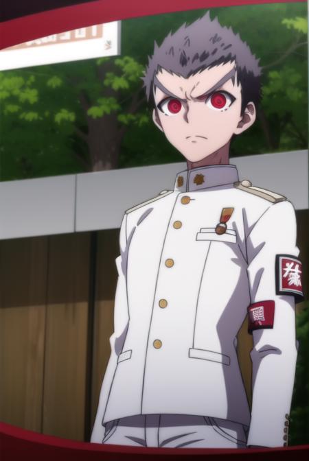 kiyotakaishimaru, <lora:kiyotaka ishimaru s1-lora-nochekaiser:1>,
kiyotaka ishimaru, short hair, bangs, black hair, (red eyes:1.3), male focus, very short hair,
BREAK long sleeves, jacket, pants, uniform, white jacket, armband, pocket, medal,
BREAK outdoors, classroom,
BREAK looking at viewer, (cowboy shot:1.5),
BREAK <lyco:GoodHands-beta2:1>, (masterpiece:1.2), best quality, high resolution, unity 8k wallpaper, (illustration:0.8), (beautiful detailed eyes:1.6), extremely detailed face, perfect lighting, extremely detailed CG, (perfect hands, perfect anatomy),