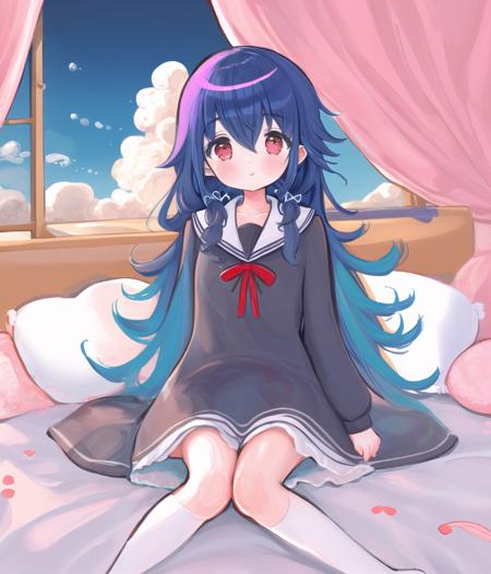 konohoshi_umika, solo, 1girl, kawa; school uniform, blush, sky, cloud, feet, nervous, wavy mouth, feet, beautiful reflection eyes, bed, curtains, 
<lora:hoshikuzu-diag_oft-bundle-30000:1:1:lbw=1,0,0,0,0,0,0,0,0,0,0,0,0,0,0,0,0,1,1,1,1,1,0,0,0,0>, <lora:kohakuV5_rev2:0.6>, <lora:linneamix_v74:0.3>