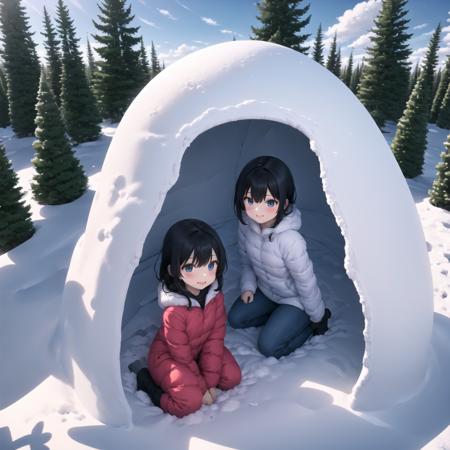 in snow igloo