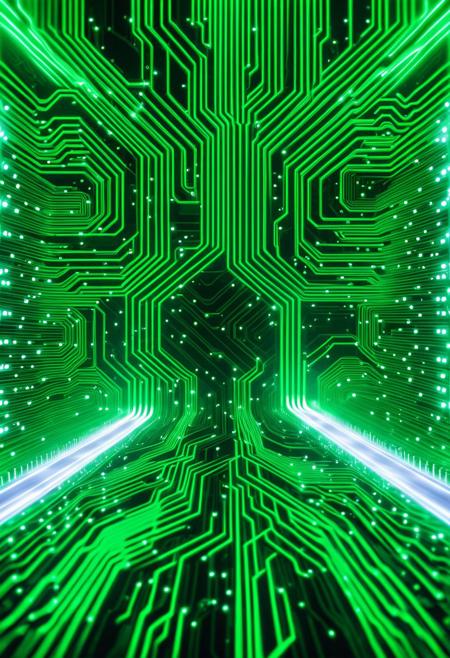 a city inside a electronic circuit board codeandigital,, c0dean0igital,, cyberw0rlds, neon glowing, streets and cars, motion blur,,