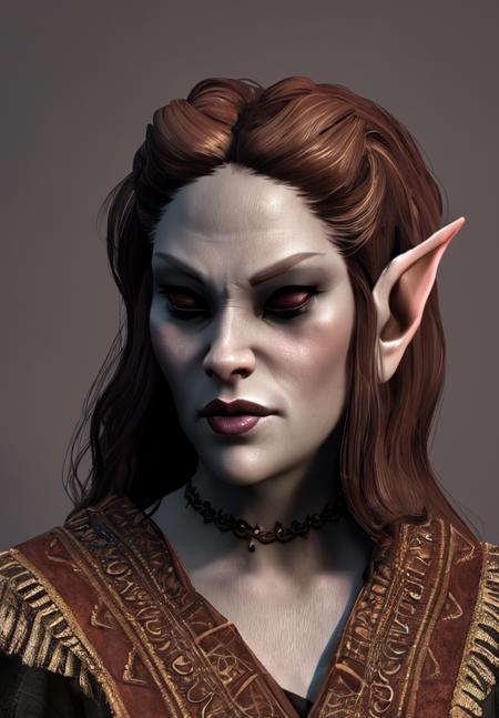 1girl, <lora:Dunmer-Female:0.8>, Dunmer-Female, 1girl, solo, portrait,, (masterpiece, best quality, absurdres, detailed, ultra-detailed:1.3), charming