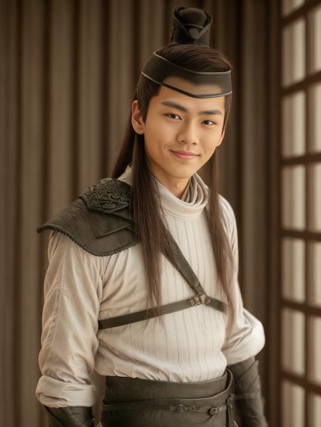 medium shot, ylx yulexuanblk,  half-body shot, gentle smile, muscular asian male, long hair  <lora:yulexuanblkv2:0.8>