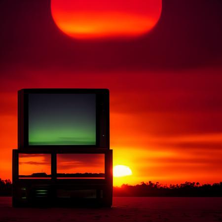 textless (retrowave:1)  an old television screen with a sunset in the background  <lora:RetroWave_LoraBooth:0.6>