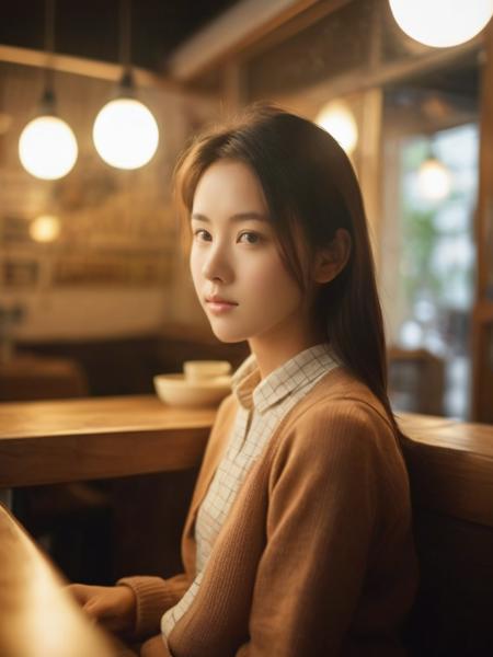 a masterpiece of film Photography,a girl in the cafe,looking at viewer,<lora:CDLxl:0.8>,, (perfect real extremely details), award-winning, breathtaking, amazing fine detail, dramatic lighting, best quality,taken by Hideaki Hamada