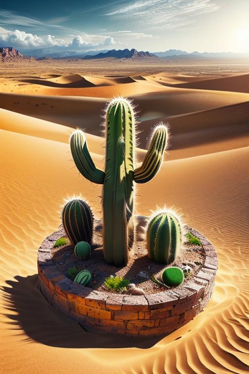 Scenic view of Cactus field in the desert.
 highest resolution, highest quality 16k UHD, HDR, DonMF1r3