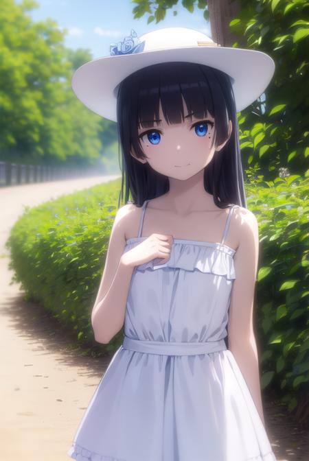 rurigokou, <lora:ruri gokou s2-lora-nochekaiser:1>,
ruri gokou, long hair, black hair, dress, pantyhose, mole, mole under eye, hime cut, smile,
BREAK blue eyes, hat, dress, white dress, sun hat, sundress,
BREAK outdoors, beach,
BREAK looking at viewer, (cowboy shot:1.5),
BREAK <lyco:GoodHands-beta2:1>, (masterpiece:1.2), best quality, high resolution, unity 8k wallpaper, (illustration:0.8), (beautiful detailed eyes:1.6), extremely detailed face, perfect lighting, extremely detailed CG, (perfect hands, perfect anatomy),