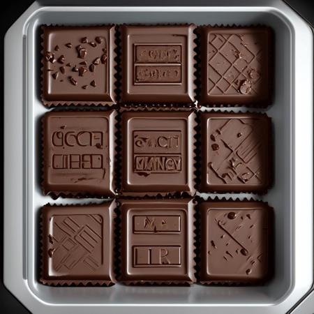 A chocolate bar made of edible metal that attract other chocolate pieces,magnetic chocolate bar, magnet, stuck to a fridge,