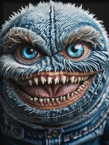 breathtaking style photo of a terrifying snow monster, eldritch abomination, transparent glass fangs macro, high quality, glowing eyes, highly detailed eyes, beautiful fierce eyes . vibrant, beautiful, crisp, detailed, ultra detailed, intricate . award-winning, professional, highly detailed <lora:ral-jeans-sdxl:1> ral-jeans