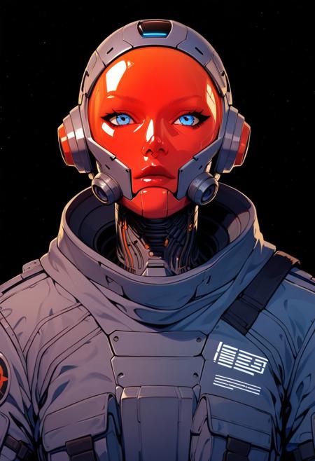 score_9, score_8_up,score_7_up, score_6_up, score_5_up, score_4_up, In this image, a futuristic space pilot is depicted, and you’ve requested that the character be reimagined as a Caucasian. The figure stands confidently in a sleek, high-tech facility with towering futuristic structures visible in the background. The character wears a tight-fitting, advanced space suit in grey and orange with a heart patch and an American flag on the shoulder. The suit is designed for functionality and protection, while the bright helmet visor reflects the high-tech surroundings.
To adjust the character to your preference, imagine a Caucasian female with pale skin, light blonde hair tucked under the helmet, and bright blue eyes, matching the boldness of the suit. The figure maintains a strong and confident posture, symbolizing readiness for a space mission or a leadership role in a futuristic setting. The entire scene embodies a blend of modern and futuristic technology in a space environment. The background continues to emphasize advanced spacecraft and operational equipment, with subtle nods to a bustling futuristic control center.