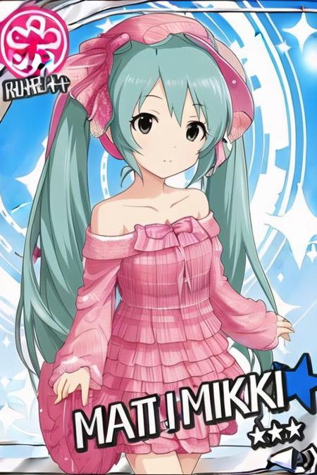 Hatsune Miku, 1girl, aqua hair, character name, card
<lora:u149-v3.1:1>