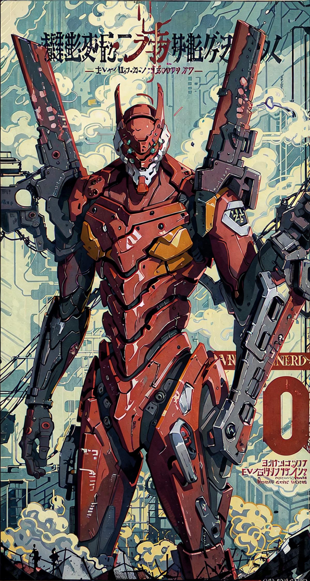 A Warhammer 40K poster featuring a robot.