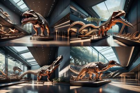 museum dinosaur dark sunny