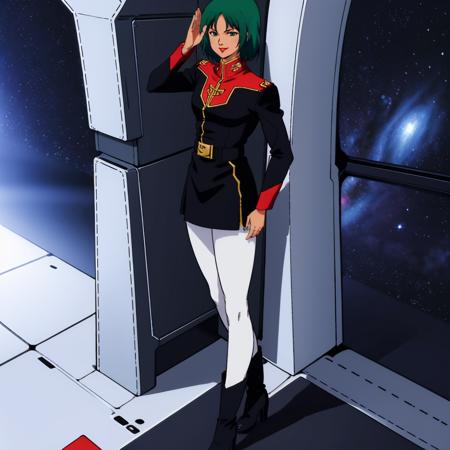 mouarpharaoh,1woman, mouarpharaoh,1woman, short hair,green hair,green eyes,lipstick, jacket,military uniform,long sleeves, belt,black skirt, white pantyhose, black footwear,high heel boots,