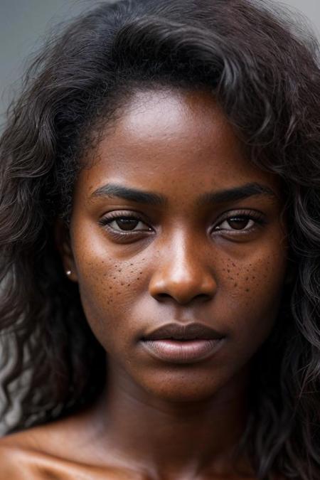 a close up of a woman, brown skin like soil, hyperrealistic teen, by Antoni Pitxot, epic music album cover, charcoal, graham humphreys, timid and vulnerable expression, a beautiful mature-aged woman, smooth shaded --v 5. 1 --ar 3:4