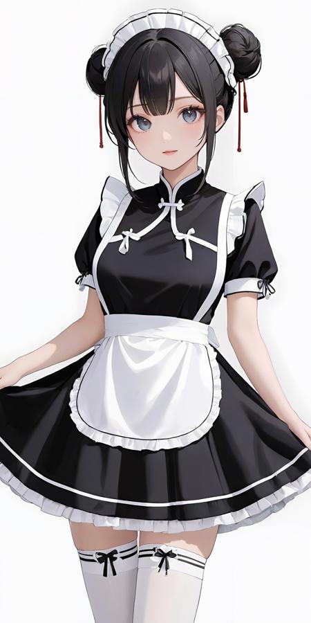 jyojifuku, china maid, apron, frills, double bun