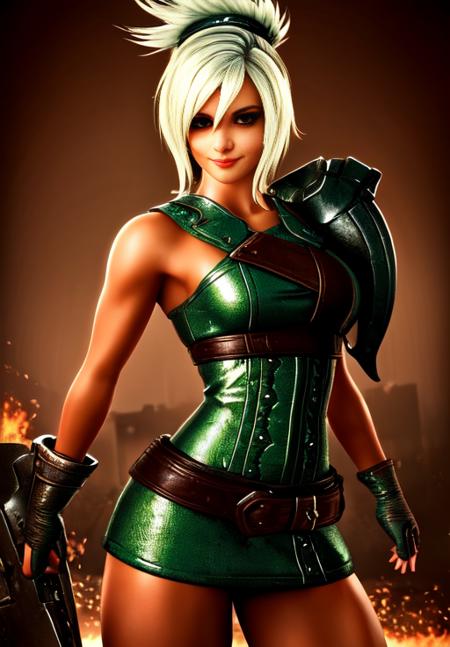 sfw, <lora:riven:0.8>, riven, 1girl, solo, smile,, (acclaimed, alluring, captivating, exciting, gorgeous, striking:1.3), hot, (highly detailed, high quality:1.3)