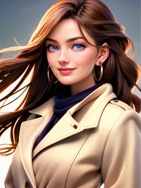 A beautiful p4ul1n4p woman, 1girl,solo,long hair,smile,blue eyes,brown hair,jewelry,earrings,scarf,lips,coat,realistic,soft lighting, professional Photography, Photorealistic, detailed, RAW, analog, sharp focus, 8k, HD, high quality, masterpiece<lora:p4ul1n4p:1.0>