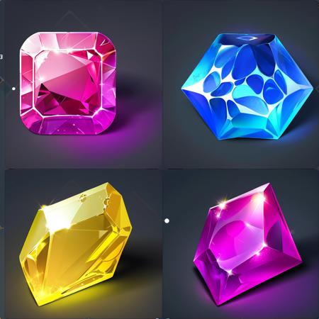 Game icons, gem designs, item lists