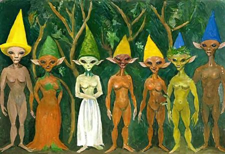 p1c4ss0, rosewell alien at a party with world leaders wearing yellow christmas hats, 1908 Dryad