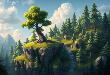 detailmaximizer,gaming, 2d plateformer game,extreme detailed, forest, tree,2d