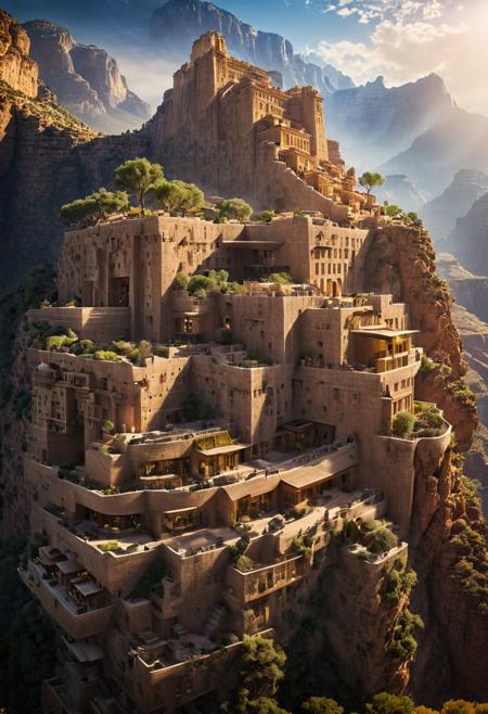 (The colonial city of the future, in the mist-filled Grand Canyon, on an unknown Earth-like planet, 2 moon on sky, Spaceship flight connects colonies, waterfulls:1.3), (Machu Picchu, a mountain settlement, incredibly spectacular:1.2), (Mario Botta:1.3), (avant-garde, future, reality, science fiction, photorealistic), (modern architecture:1.2), 
(Large Files, Ultra Realistic, 8K, 16k, FHD, HD, VFX, Perfect, Photography, composition, Architecture Sales Photography, Architecture Competition, Ultra High Resolution, Cinematography, High Resolution Image:1.1), (dramatic lighting, direct sunlight, ray tracing, clear shadow:1.2),  (real landscape:1.1), (blurred background:1.0), (urban background, more_details) ,
ac_neg1, great lighting, clear, hillscastel, extrusionbuilding, vertical