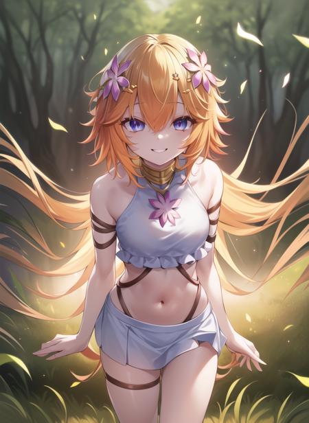 <lora:traptrixpudica:0.8>traptrixpudica,white short skirt,navel,evil smile,standing,solo, 1girl,forest  background,  full body,masterpiece,solo,beautiful detailed eyes,finely detail,detailed face,vivid color,5 fingers,finely detailed,hyper detailed,detailed hand,8k,finely detailed beautiful eyes,high resolution illustration,best quality,