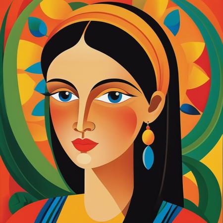 vector art, style of Tarsila do Amaral Newton, flat color