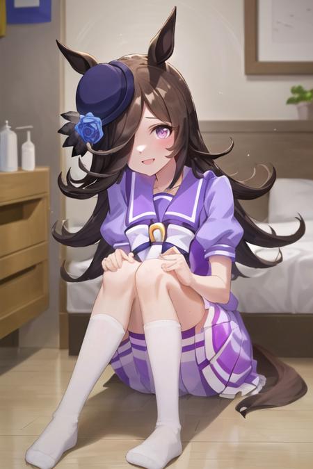 <lora:RiceShower_v21:0.8>,RiceShower,(rice shower \(umamusume\)),(masterpiece),illustration,brown hair,long hair,purple eyes,swept bangs,long bangs,long hair,small breast,hair covers right eye, smile,looking at viewer,school uniform, street,shopping district,