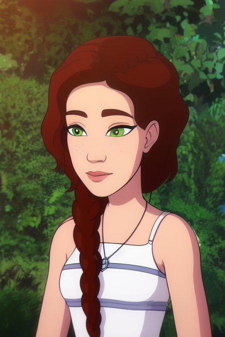 S3_EmilyJones  brown hair green eyes side braid amulet  freckles 